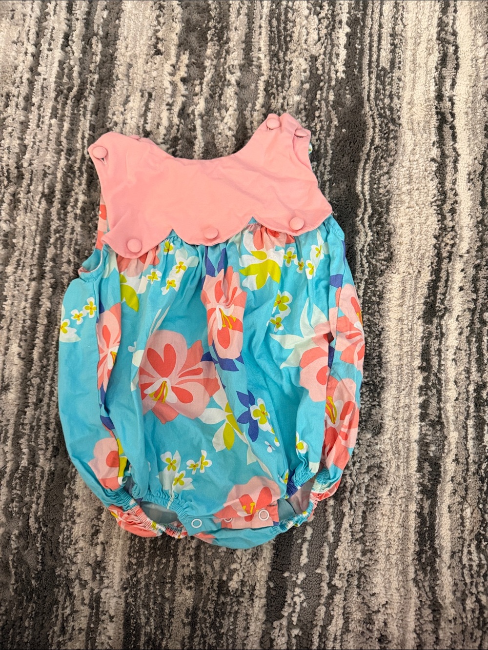 Floral Bubble One-Piece Romper in Pink and Blue